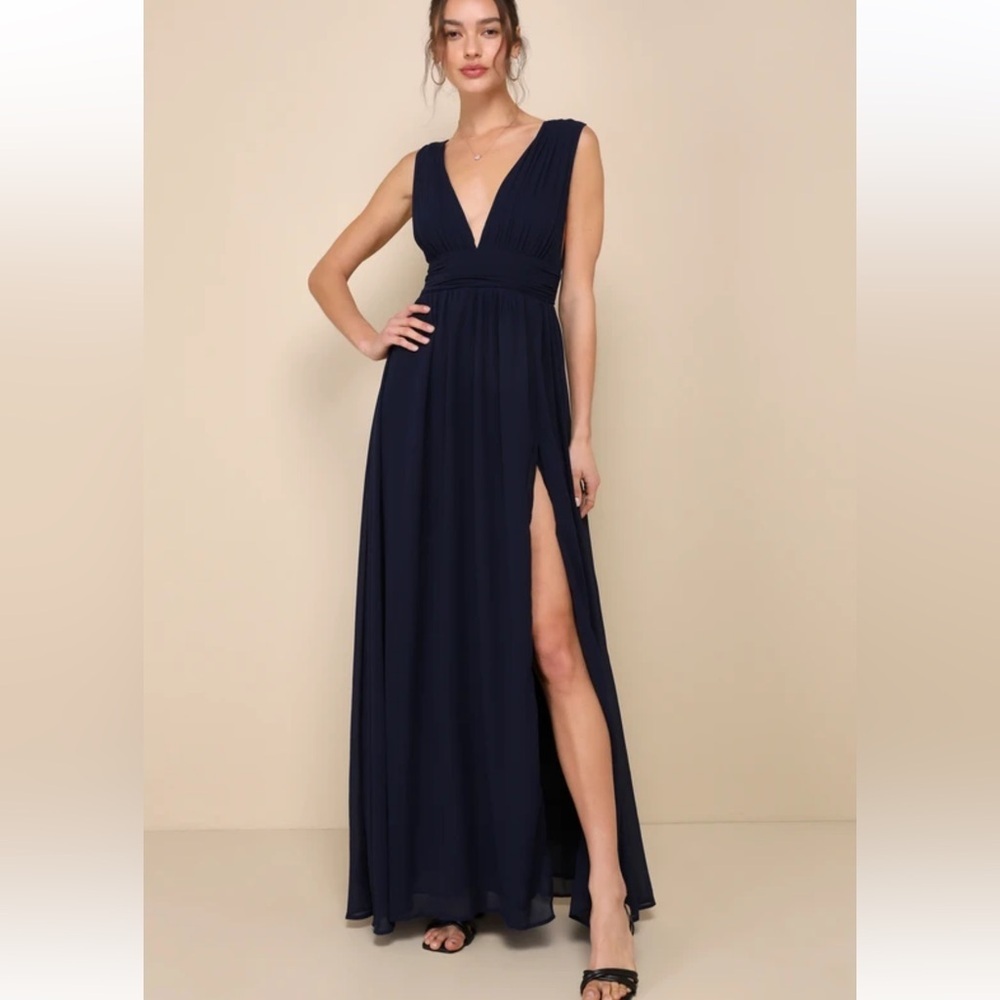 Lulus Heavenly Hues Navy Blue Maxi Dress S